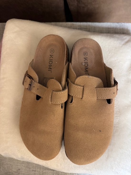 Shoes - Suede Slip-On Clog in Light Brown